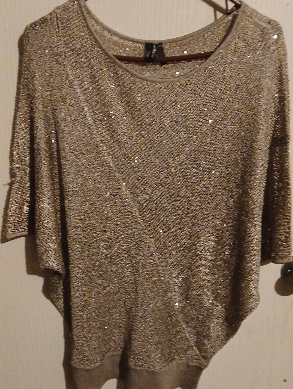 Ravel Metallic Gold Sparkle Knit Short-Sleeve Top